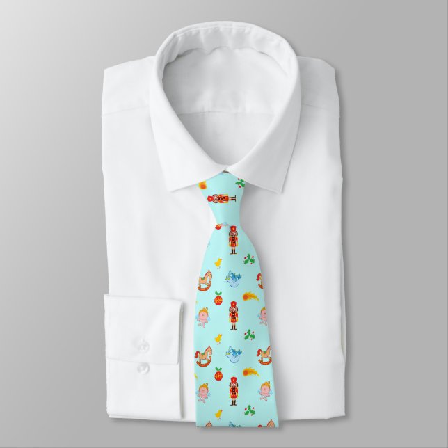 Nutcracker, horse, angel and bird Xmas pattern Tie (Tied)