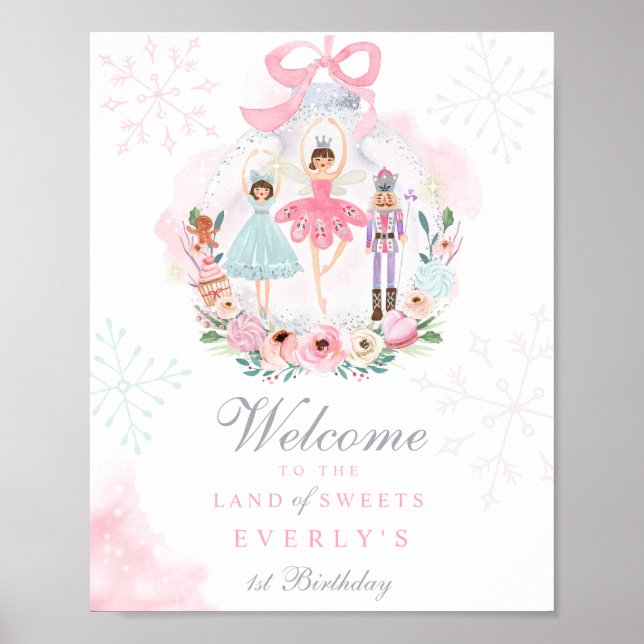 Nutcracker Land Of Sweet Birthday Party Welcome Poster (Front)