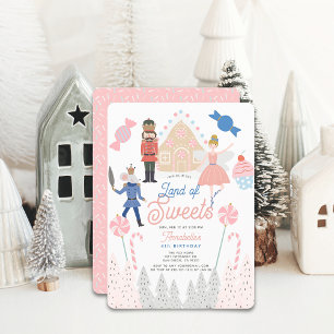 Nutcracker Land of Sweets Pink Birthday Invitation