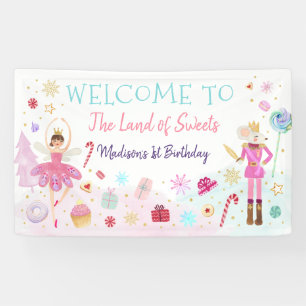 Nutcracker Land of Sweets Pink Gold Birthday Banner