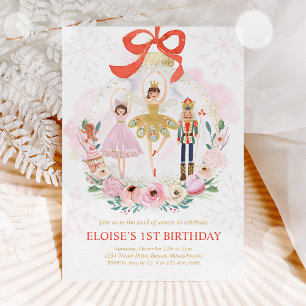 Nutcracker Land Of Sweets Sugar Plum Fairy Red Invitation