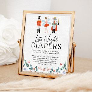 Nutcracker Late Night Diaper Christmas Baby Shower Poster