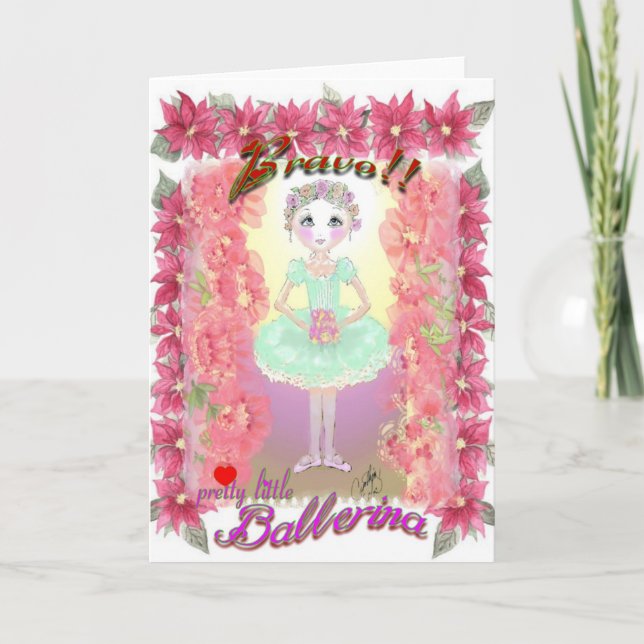 Nutcracker Little Ballerina with Bravo-339 Holiday Card (Front)