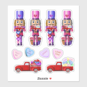 Nutcracker Little Red Truck Valentine Stickers