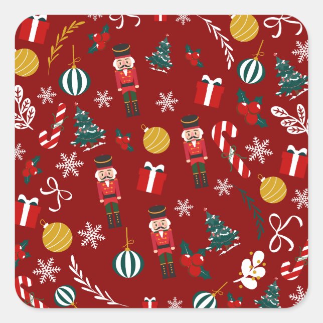 Nutcracker Magic Pattern Square Sticker (Front)