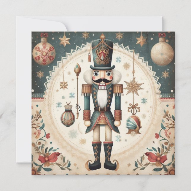 Nutcracker Merry Christmas Greeting Card (Front)