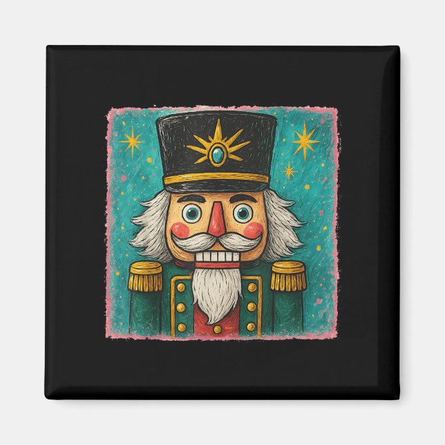 Nutcracker Merry Christmas Men Women Kids Painting Magnet (Front)