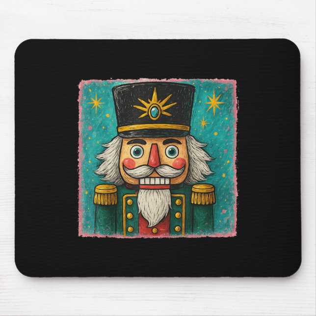 Nutcracker Merry Christmas Men Women Kids Painting Mouse Mat (Front)
