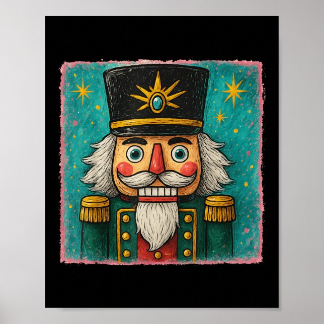 Nutcracker Merry Christmas Men Women Kids Painting Poster (Front)