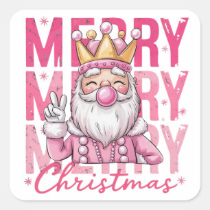 Nutcracker Merry Christmas Pinky Ballet Soldier Square Sticker