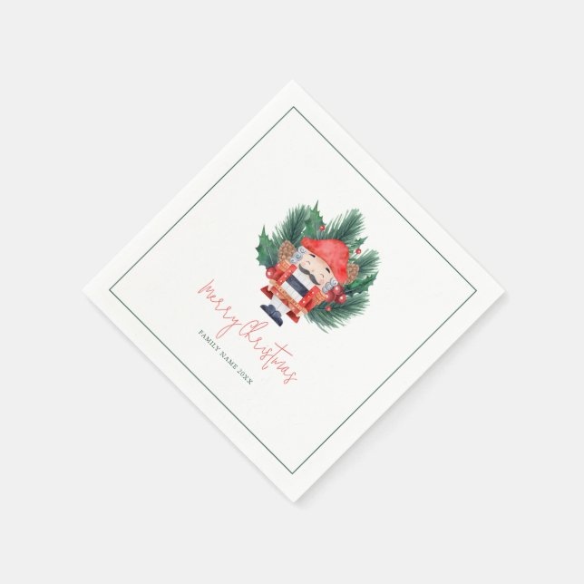 Nutcracker Merry Christmas Typography Napkin (Corner)