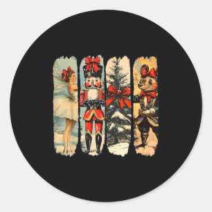 Nutcracker Merry Christmas Xmas Tree Family Pajama Classic Round Sticker