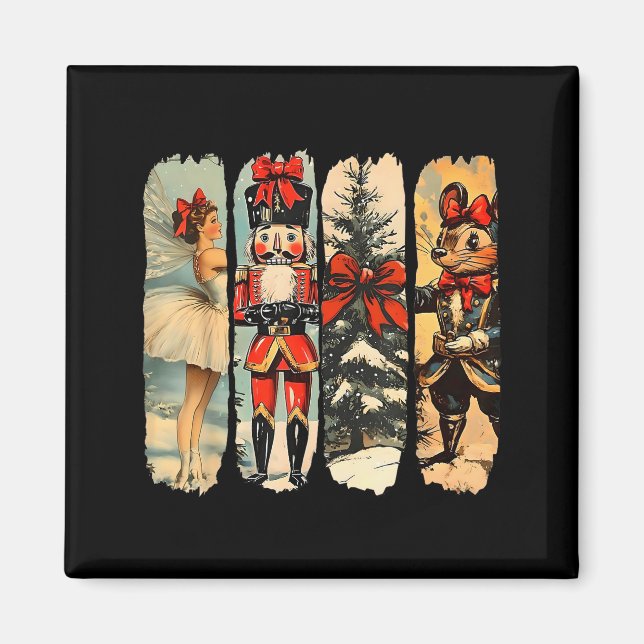 Nutcracker Merry Christmas Xmas Tree Family Pajama Magnet (Front)