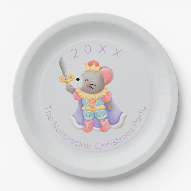 Nutcracker Mouse King Christmas Paper Plate (Front)