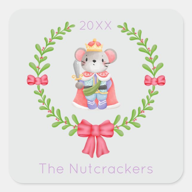 Nutcracker Mouse King Christmas Square Sticker (Front)
