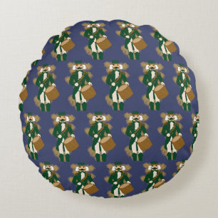 Nutcracker Navy Blue Round Cushion