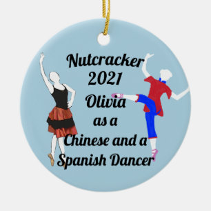 Nutcracker Ornament-Chinese and  Spanish Dancer Ceramic Tree Decoration
