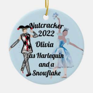 Nutcracker Ornament-Harlequin and SnowflakeCeramic Ceramic Tree Decoration