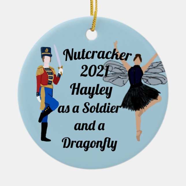 Nutcracker Ornament-Soldier and Dragonfly  Ceramic Tree Decoration (Front)