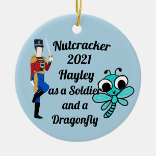 Nutcracker Ornament-Soldier and Dragonfly  Ceramic Tree Decoration