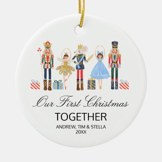 Nutcracker Our First Christmas Together Ceramic Tree Decoration (Front)