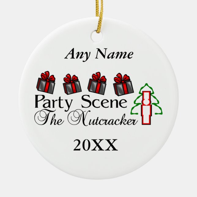 Nutcracker Party Scene Ceramic Tree Decoration (Front)