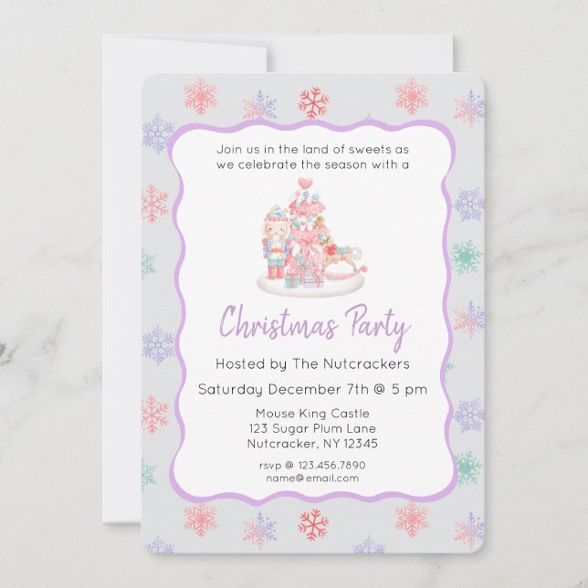 Nutcracker Pastel Christmas Party Invitation (Front)