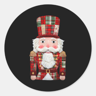 Nutcracker Patchwork Merry Christmas Pajamas Men W Classic Round Sticker