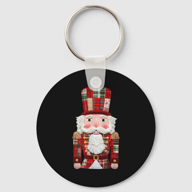 Nutcracker Patchwork Merry Christmas Pajamas Men W Key Ring (Front)