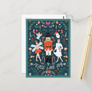Nutcracker Peace Love Joy Christmas Postcard