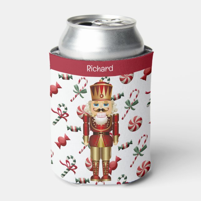 Nutcracker Personalise Name Christmas Gift Can Cooler (Can Front)