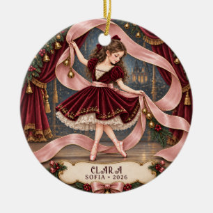 Nutcracker personalised Clara ballet role photo Ceramic Tree Decoration