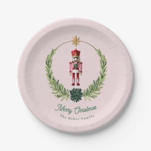 Nutcracker Personalised Cute Pink  Red Christmas  Paper Plate