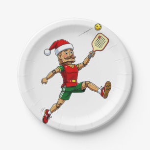 Nutcracker Pickleball Player Holiday Sports Xmas Paper Plate