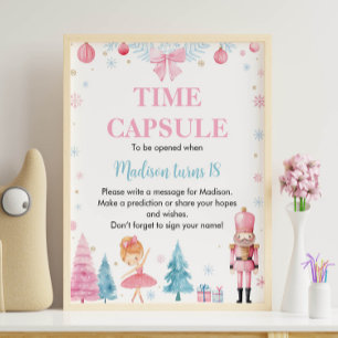Nutcracker Pink Ballet Birthday Time Capsule Sign