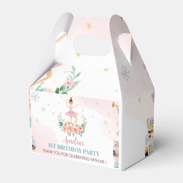 Nutcracker Pink  Birthday Party Favour Box (Front Side)