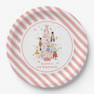 Nutcracker Pink Christmas Tree Birthday Paper Plate