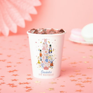 Nutcracker Pink Christmas Tree Holiday Birthday Paper Cups