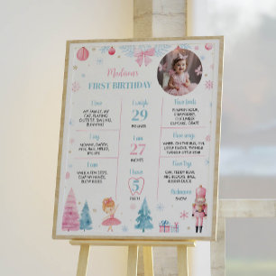 Nutcracker Pink Fairy Birthday Milestone Poster