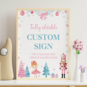 Nutcracker Pink Fairy Birthday Party Custom Sign