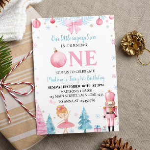 Nutcracker Pink Fairy Birthday Party Invitation