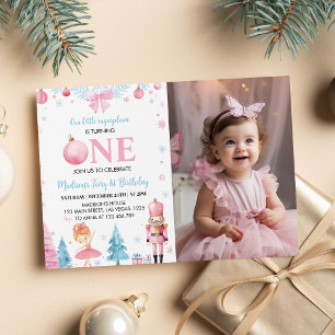Nutcracker Pink Fairy Birthday Photo Invitation