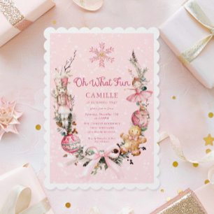 Nutcracker Pink Girl 1st Birthday  Invitation