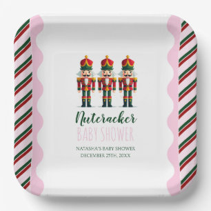 Nutcracker Pink Girl Christmas Baby Shower  Paper Plate