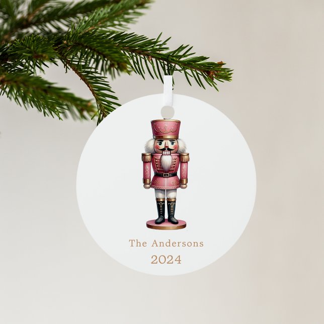 Nutcracker pink white simple Christmas Metal Tree Decoration (Creator Uploaded)