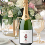 Nutcracker pink white simple Christmas Sparkling Wine Label<br><div class="desc">White background,  and a pink nutcracker.  Personalise and add a name and year. Text: Merry Christmas</div>