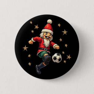 Nutcracker Playing Soccer Christmas Xmas Kids 6 Cm Round Badge