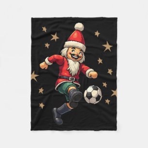 Nutcracker Playing Soccer Christmas Xmas Kids  Fleece Blanket