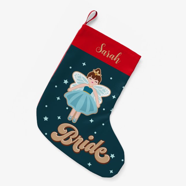 Nutcracker Princess Fairy Bride Groom Small Christmas Stocking (Front (Hanging))
