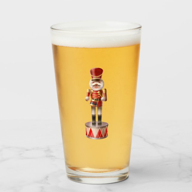 Nutcracker Puppy: Smiling Bichon Drummer Glass (Front Filled)
